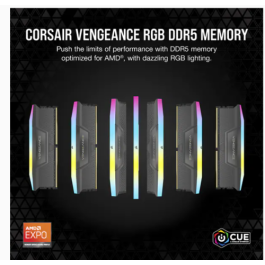 Corsair Vengeance RGB DDR5 64GB (2x32GB) 5200MHz CL40 AMD EXPO & Intel XMP - CMH64GX5M2B5200Z40K Corsair Vengeance RGB DDR5 64GB (2x32GB) 5200MHz CL40 AMD EXPO & Intel XMP - CMH64GX5M2B5200Z40K