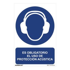 Normaluz Cartel "Es obligatorio el uso de protección acústica" PVC 0,7mm 30x40cm - Rótulos de obligaciones