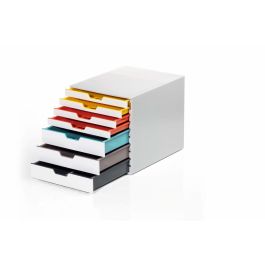 DURABLE VARICOLOR Mix Cajonera 7 cajones A4 Plástico Gris – Organizador de escritorio de 7 colores
