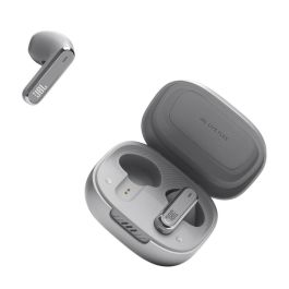 JBL Harman LIVE Flex Auriculares Inalámbricos Bluetooth 5.3 con Reducción de Ruido Activa, 40h Batería, IP54, Alexa/Asistente Google, Plata