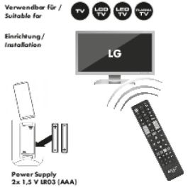 Schwaiger UFB100LG 533 Mando a distancia para TVs LG, IR inalámbrico, 49 teclas, negro