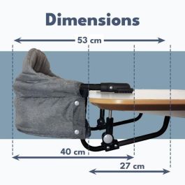Bambisol Asiento elevador para mesa Respaldo confort, Funda desenfundable y lavable, Fijación multipunto, compacto y portátil