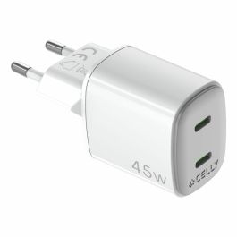 Cargador de Pared Celly UPTC2USBC45WWH Blanco Cargador de Pared Celly UPTC2USBC45WWH Blanco
