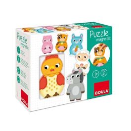 Puzzle magnético granja de madera goula 12 piezas, intercambiables