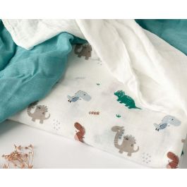 Set 3 Muselinas Dinosaurios Sage Y Blanco 70x70 cm Set 3 Muselinas Dinosaurios Sage Y Blanco 70x70 cm
