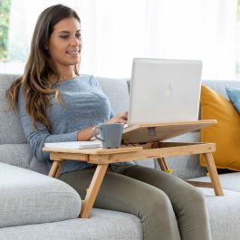 Mesa Plegable Auxiliar de Bambú Lapwood InnovaGoods Mesa Plegable Auxiliar de Bambú Lapwood InnovaGoods
