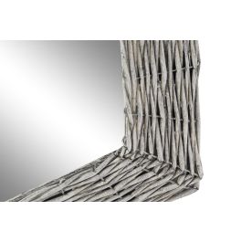 DKD Home Decor Espejo de Pared Estilo Cottage hecho a mano, Mimbre y Cristal, Color Gris, 63 cm Alto x 52.5 cm Ancho x 4 cm Fondo
