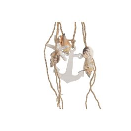 DKD Home Decor Decoracion Colgante Mediterraneo Azul Blanco Resina Cuerda 3 x 80 x 12 cm (2 Unidades)