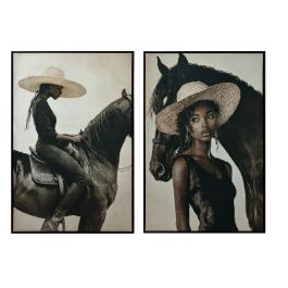 DKD Home Decor Cuadro Colonial Negro Beige Caballo Chica 123x83 cm Velvet y Ps (2 Unidades) Precio: 111.94999981. SKU: B15HW4T365