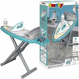 Smoby SMO1690456046082 Tabla de Planchar Juguete con Estación de Vapor y 9 Accesorios, 48 cm, para Niños 3+ Años