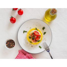 Inde Ischia - Set de 3 Platos de Postre Redonda Ø17.8 cm x 2 cm en Cristal Opalina, Negro (4 Cajas)