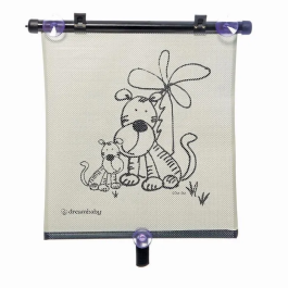 Dreambaby DRE9312742402389 Estor Enrollable para Ventana de Coche Doble Cara Estampado Cebra y Tigre Ajustable 2 Unidades