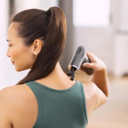 Medisana Pistola de Masaje Frío y Calor MG 560 con 10 Intensidades de Percusión, 3 Niveles y 4 Accesorios - Negro