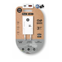 Tech One Tech Cargador Rápido GAN 30W USB-C + USB-A Blanco Power Delivery 3.0 Ultra Rápido Precio: 11.49999972. SKU: B16CGLZ8RY