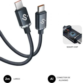 Subblim Cable USB-C a USB-C Optimus 60W 480Mbps 2m Negro Carga Rápida Nylon Trenzado PD