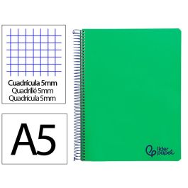Cuaderno Espiral Liderpapel A5 Micro Wonder Tapa Plastico 120H 90 gr Cuadro 5 mm 5 Bandas 6 Taladros Color Verde Oscuro Precio: 4.88999962. SKU: B1E3VLS8LJ