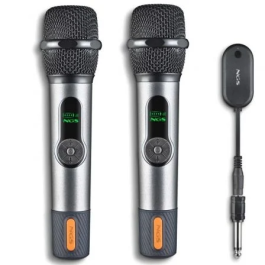 NGS SINGERSTARDUO Pack 2 Micrófonos Inalámbricos Vocales Dinámicos 2.4GHz con Receptor para Karaoke Eventos