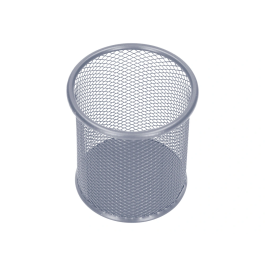 Q-connect Cubilete Portalapices Metálico Rejilla Plata Redondo Diámetro 86 mm Alto 105 mm