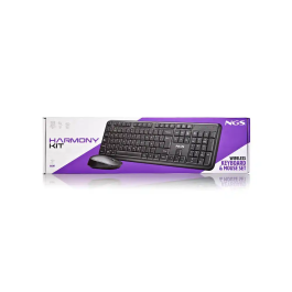 NGS HARMONY KIT Teclado y Ratón Inalámbricos Silenciosos con 12 Teclas Multimedia, Diseño Ergonómico y Silencioso
