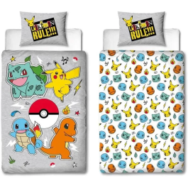 Pokemon Juego de Cama Reversible Pikachu y Starter Gris Microfibra 140x200cm + 1 Funda Almohada 63x63cm AAARQ16152 Precio: 34.59000017. SKU: B19GQ5W75M