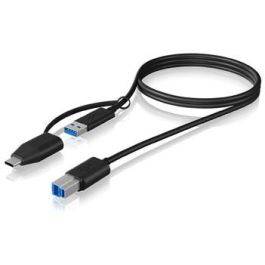ICY BOX Cable USB-A a USB-B (ST-ST) 1m con Adaptador USB-A a USB-C (BU-ST) Negro
