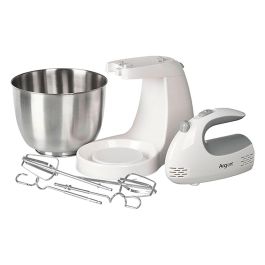 Argon Amasadora 300W Blanca, Batidora de Plástico y Acero Inoxidable con Bol de 3L, 30.5x19.5x21 cm (Set de 4)