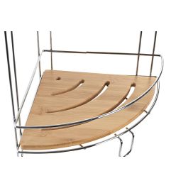 DKD Home Decor Estanteria Pared Scandi Natural Bambu Metal Cromado 19.5 x 36.5 x 19.5 cm
