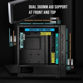 Bitfenix BIT1701161916076 Caja de PC sin fuente de alimentación Tracery ARGB Negro Torre media Formato E-ATX