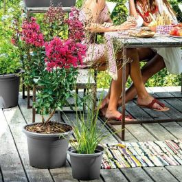 Deroma Maceta Redonda Day R Antracita 50 cm (41L, H34,9 cm) - Material 100% reciclado, resistente UV y heladas, para exterior