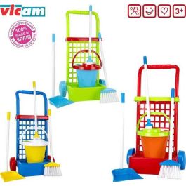 Vicam Carro de Limpieza con Escoba, Fregona, Cubo y Recogedor - Modelos Surtidos