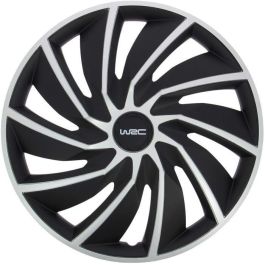 WRC Tapacubos 16 pulgadas Juego de 4 TURBO Bicolor Negro Mate y Gris Plateado ABS lacado. Diseño Deportivo Atrevido y Moderno