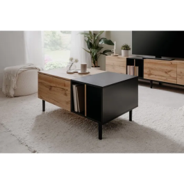 LONA LONA003639 Mesa de Centro Rectangular Roble Artesanal / Negro 100 x 46,5 x 55 cm