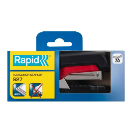 Rapid Grapadora S27 Fullstrip Plástico, Capacidad 30 Hojas, Usa Grapas 24/6 y 26/6, Color Negro/Rojo
