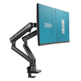 Phoenix technologies Mstand2 Brazo Articulado Doble Monitor Negro Mate VESA 75x75 100x100 Giratorio 360 Grados USB