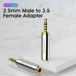 Vention VAB-S02 Adaptador Jack 2.5 Macho a 3.5 Hembra | Conectores chapados en oro, Sonido Alta Fidelidad, Aleación de Aluminio Plata