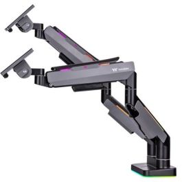 Thermaltake GEA-MSR-DMSBLK-01 Brazo Monitor Gaming Dual RGB 17"-35" Ajustable, Gestión Cables, Negro