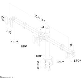 Neomounts FPMA-D960D3 Soporte de Mesa para 3 Monitores Planos hasta 21" (53cm) y 6kg, Ajustable, Negro