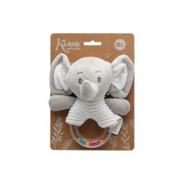 Kiokids Peluche Elefante Sonajero Gris 18 cm para Bebés +0 Meses - Suave, Adorable y Achuchable, Colección Dolci Amici
