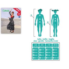 Disfraz de Flamenca Sevillana para Niña 7-9 Años, Negro con Lunares Blancos Disfraz de Flamenca Sevillana para Niña 7-9 Años, Negro con Lunares Blancos
