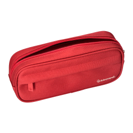 Liderpapel Estuche Portatodo Classic Ovalado con 2 Cremalleras y Bolsillo Delantero, Poliéster Resistente, 210x90mm, Rojo