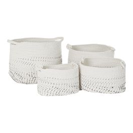 Cesta Boho DKD Home Decor Blanco Negro 36 x 33 x 36 cm Set de 4