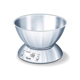 Beurer KS-54 Balanza de Cocina de Acero Inoxidable con Bol Extra Grande, Temporizador, Tara y Termómetro