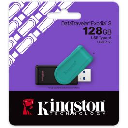 Kingston DTXS/128GB Pendrive 128GB DataTraveler Exodia S USB 3.2 Gen 1 Turquesa con Tapón Giratorio