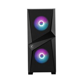 MSI MAG Forge 100M Midi Tower Negro Transparente con Iluminación Púrpura y Panel de Vidrio Templado para PC Gaming