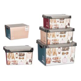 Kipit Set 3 Cajas Plástico Vintage Estampado 39.5x29x23.5 cm, 35x23.5x16 cm, 28.5x19x13.5 cm Precio: 11.58999952. SKU: S3611192