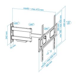 TooQ LP6070TN-B Soporte de Pared Orientable/Inclinable para TV 37-70" hasta 50kg VESA 200x200-600x400 Negro Compatible Curvas TooQ LP6070TN-B Soporte de Pared Orientable/Inclinable para TV 37-70" hasta 50kg VESA 200x200-600x400 Negro Compatible Curvas