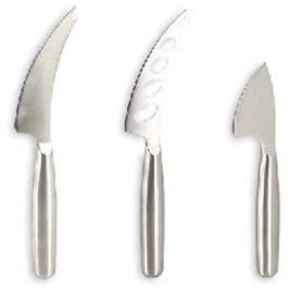 Menastyl 5040079 Tabla de Cortar Rectangular de Madera de Acacia con 3 Cuchillos para Queso de Acero Inoxidable