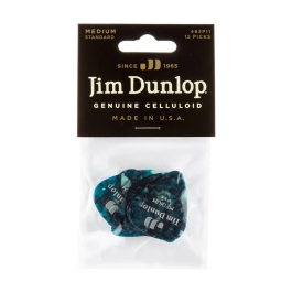 Dunlop Pack 12 Púas Genuine Celluloid Turquesa - Medium