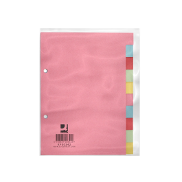 Q-connect Separador Cartulina DIN A5 Juego de 10 Separadores con Pestañas Colores Pastel Certificado Blue Angel y PEFC