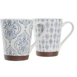 DKD Home Decor Mug Árabe Set 4 de Gres 300ml con Azulejos Azul Marrón Apto Microondas y Lavavajillas Colección Blue Lianfeng DKD Home Decor Mug Árabe Set 4 de Gres 300ml con Azulejos Azul Marrón Apto Microondas y Lavavajillas Colección Blue Lianfeng